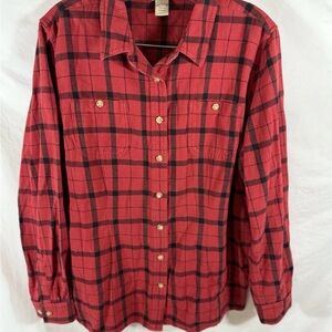 Duluth Trading Co Red and Black Plaid Men's Shirt